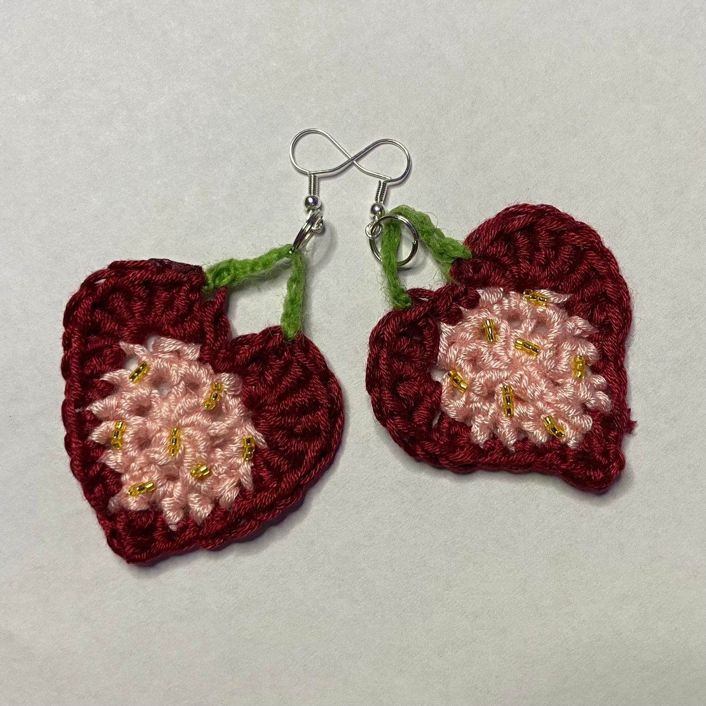 Silk Valentines Strawberry Earrings