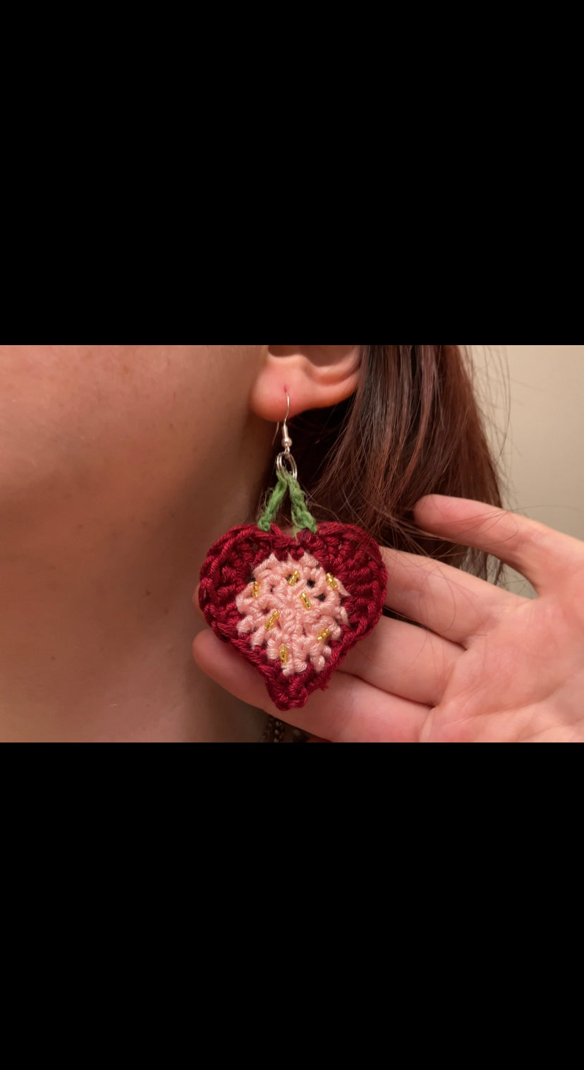 Silk Valentines Strawberry Earrings