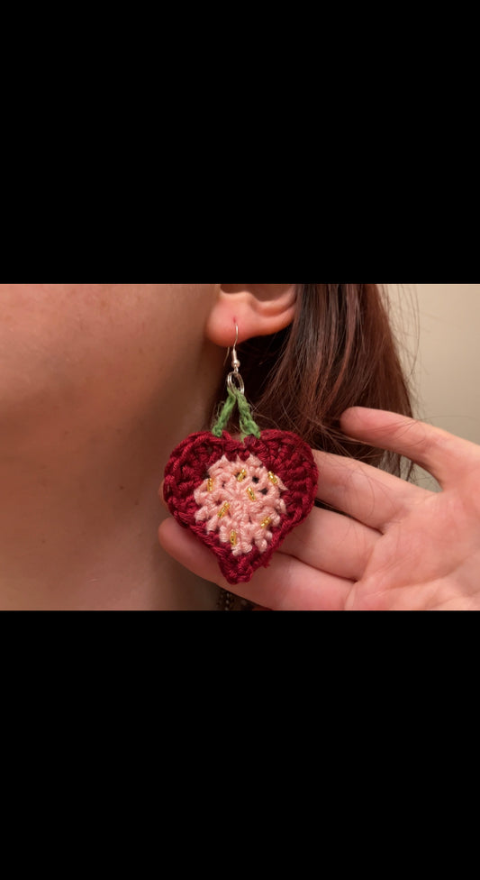 Silk Valentines Strawberry Earrings