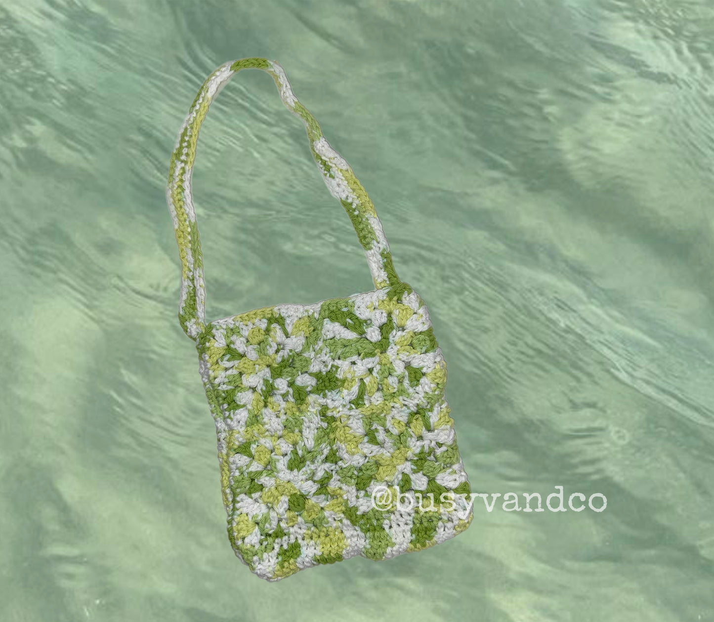 Small Green Granny Square Tote Bag